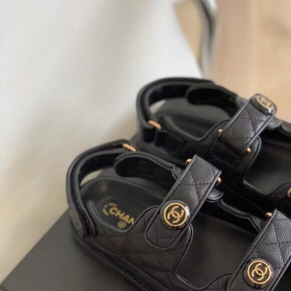 Chanel denim dad sandals size 37.5 $1650 with full set  NWT CHANEL Gate Dad Sandals